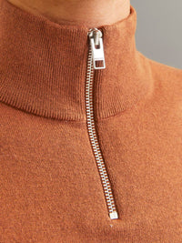 Emil Half Zip Genser - Mocha Bisque