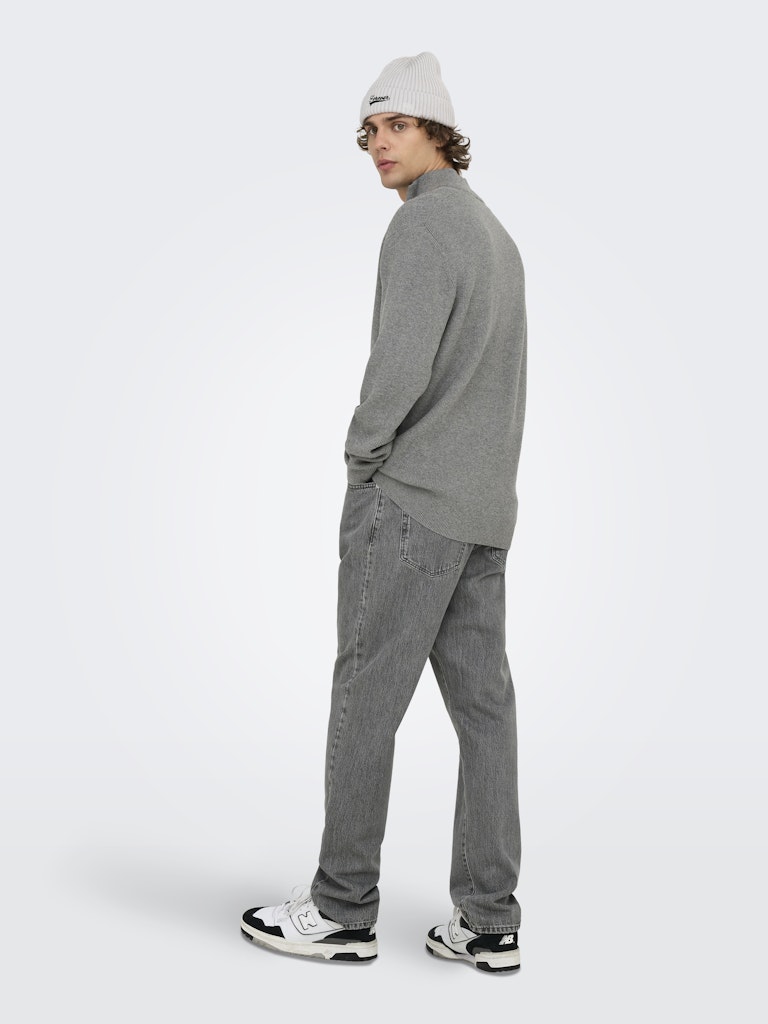 Phil Genser Half Zip - Medium Grey Melange