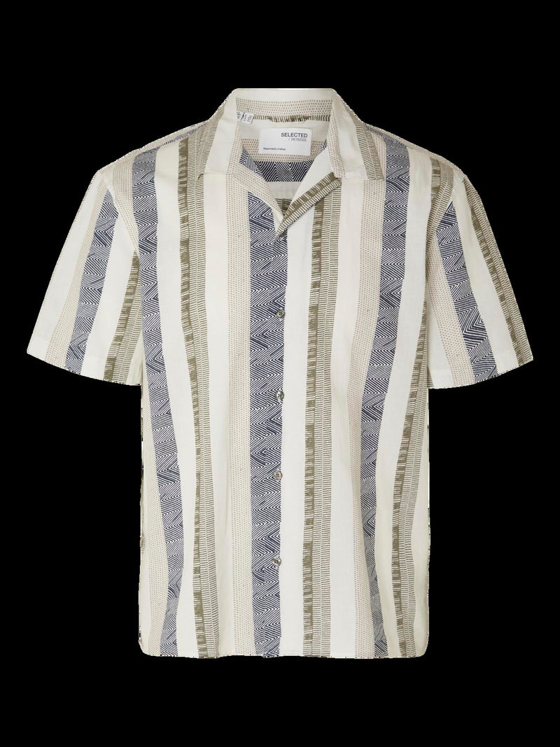 Relaxed New Linen Skjorte SS - Egret Stripes