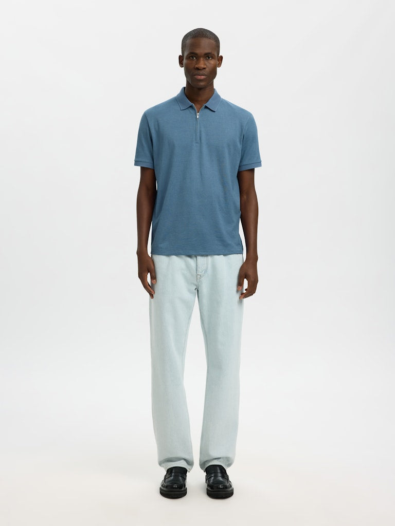 Fave Polo Zip - Blue Mirage