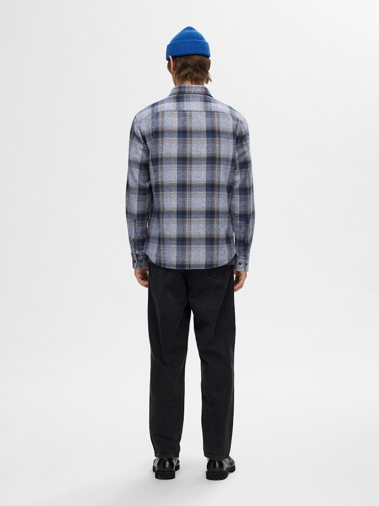 Owen Regular Overshirt - Sky Captain/Checks Selected Homme