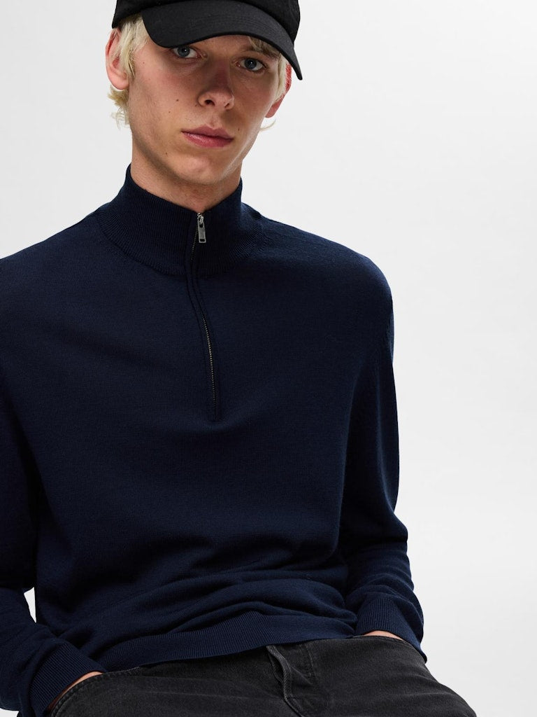 Tray Merino Half Zip Genser - Navy Blazer