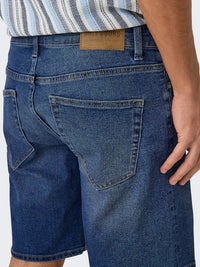 Weft Regular Pim Shorts - Medium Blue Denim
