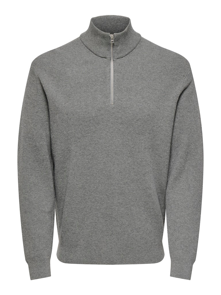Phil Genser Half Zip - Medium Grey Melange