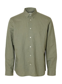 Claus Clay Regular Linskjorte - Vetiver