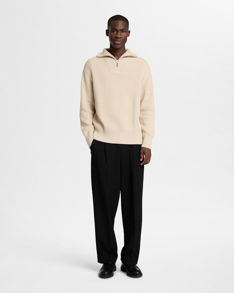 Dry Half Zip Genser - Oatmeal Selected Homme