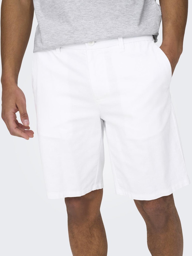 Mark Cotton Linen Shorts 0011 - White