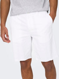 Mark Cotton Linen Shorts 0011 - White