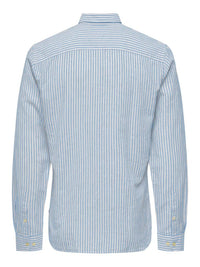 Caiden Stripe Linskjorte - Cashmere Blue