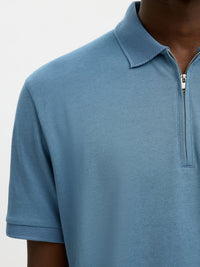 Fave Polo Zip - Blue Mirage