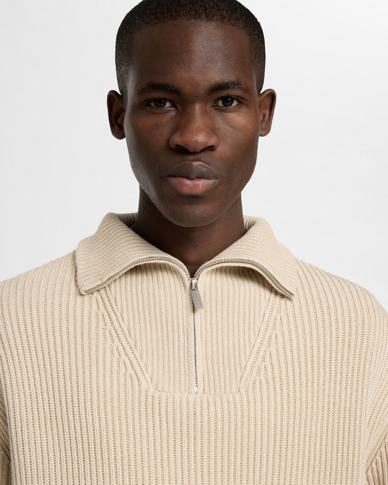 Dry Half Zip Genser - Oatmeal Selected Homme