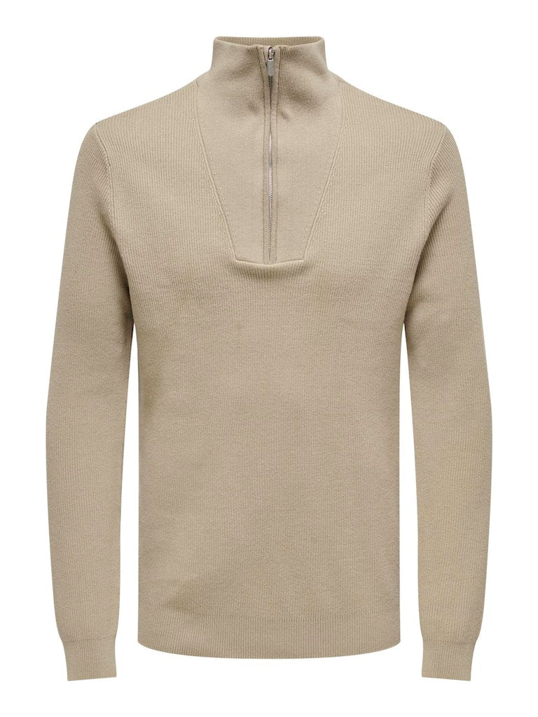 Phill Half Zip Genser - Chinchilla Only & Sons