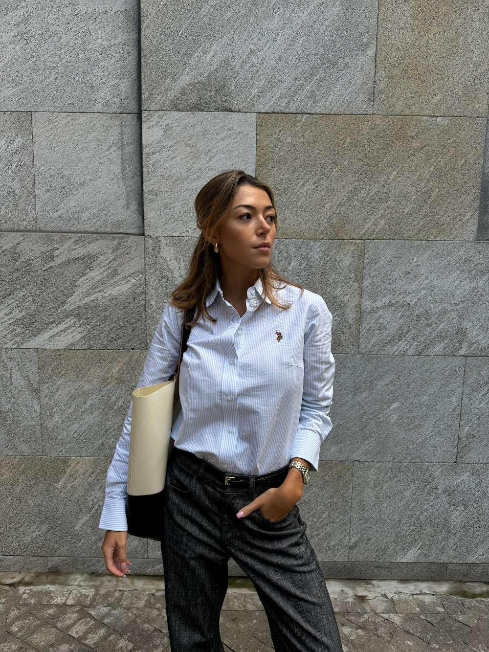 Gina Oxford Skjorte - Light Blue Stripes