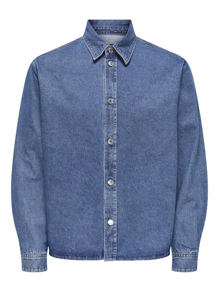 Theo Denim Overshirt - Medium Blue Denim