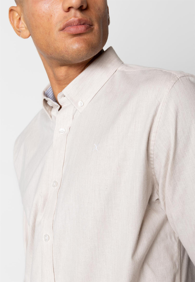 Oxford Stretch Skjorte - Sand Melange