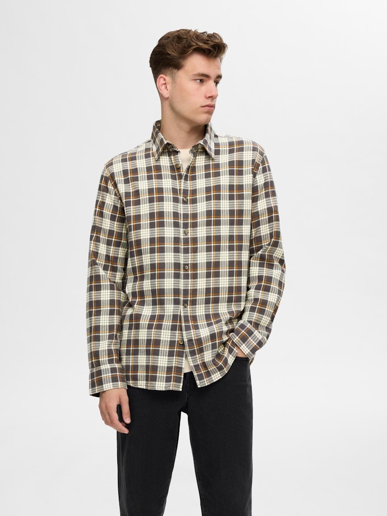 Owen Regular Flanellskjorte - Asphalt Checks Selected Homme