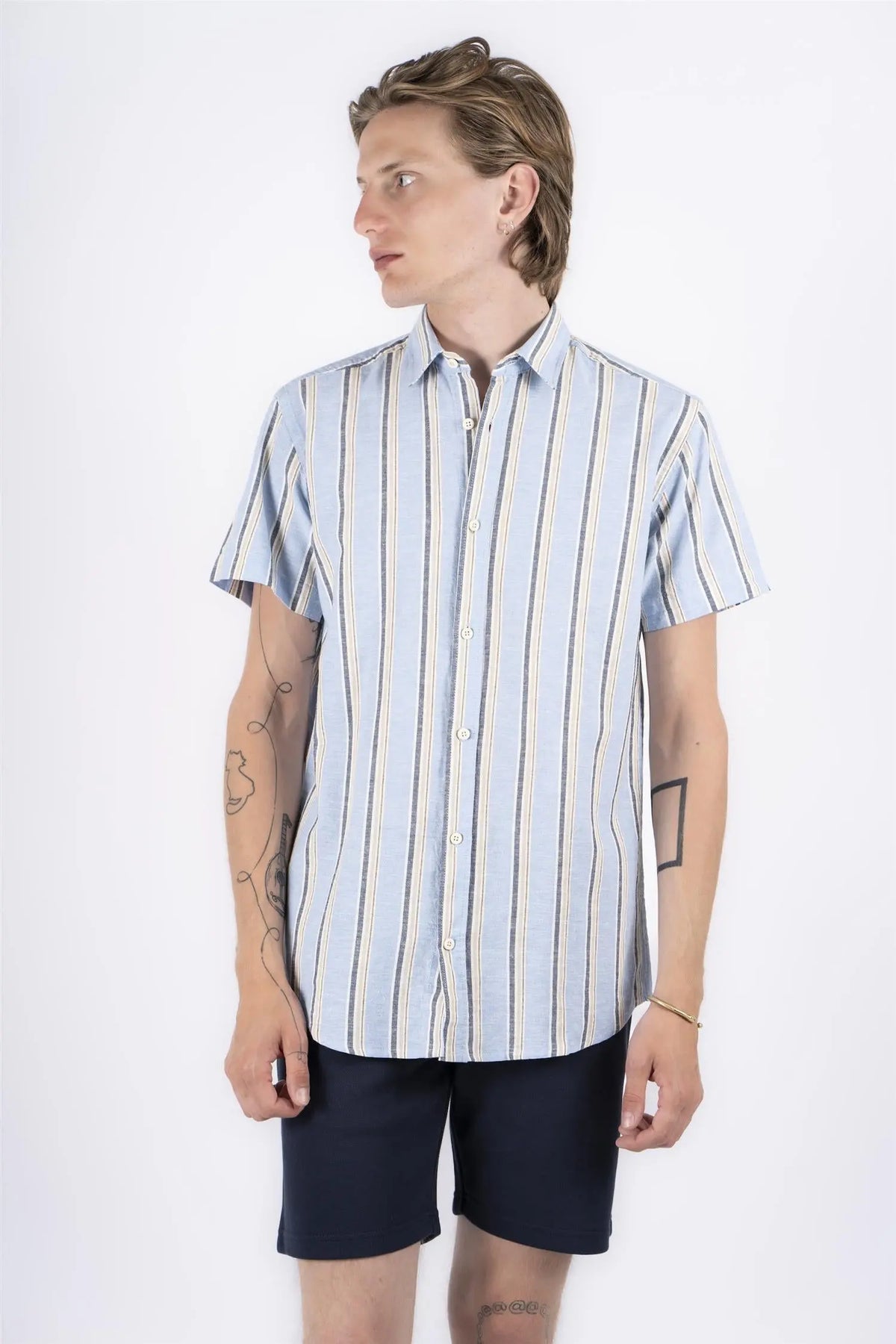 Aggasi Linskjorte SS - Summer Blue Marcus