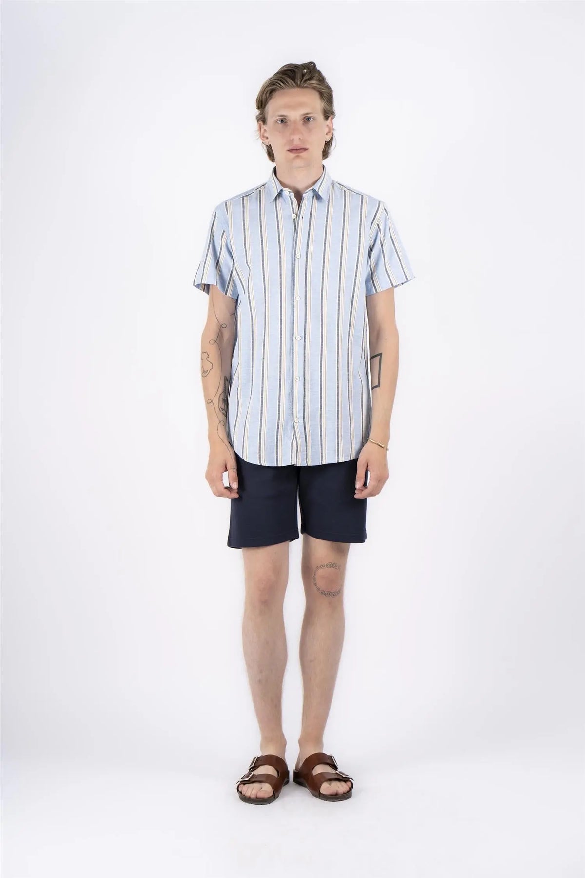 Aggasi Linskjorte SS - Summer Blue Marcus