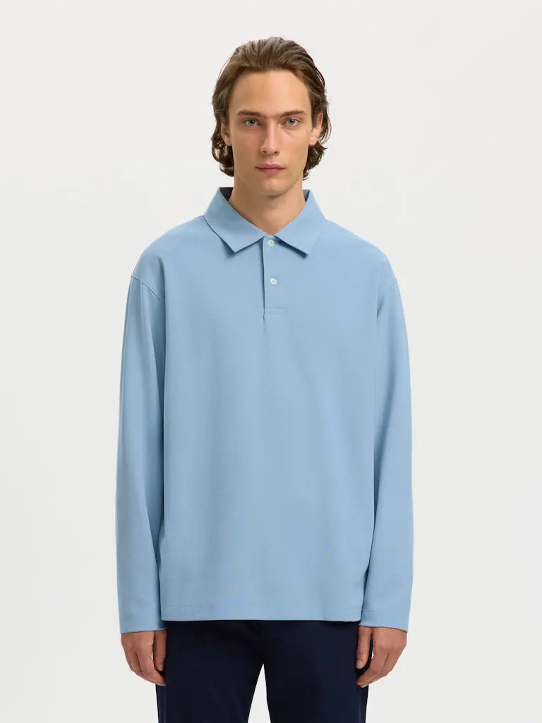 Aiden LS Polo - Dusty Blue Selected Homme