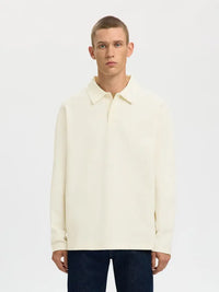 Aiden LS Polo - Egret Selected Homme