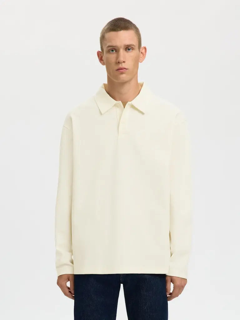Aiden LS Polo - Egret Selected Homme