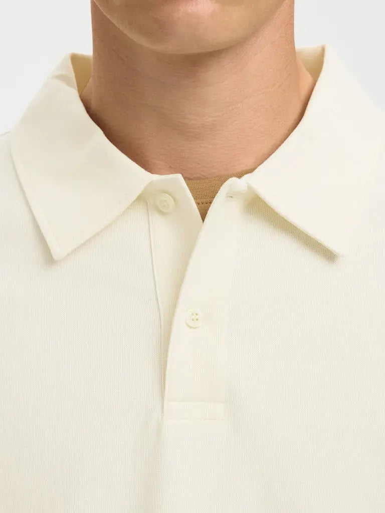 Aiden LS Polo - Egret Selected Homme