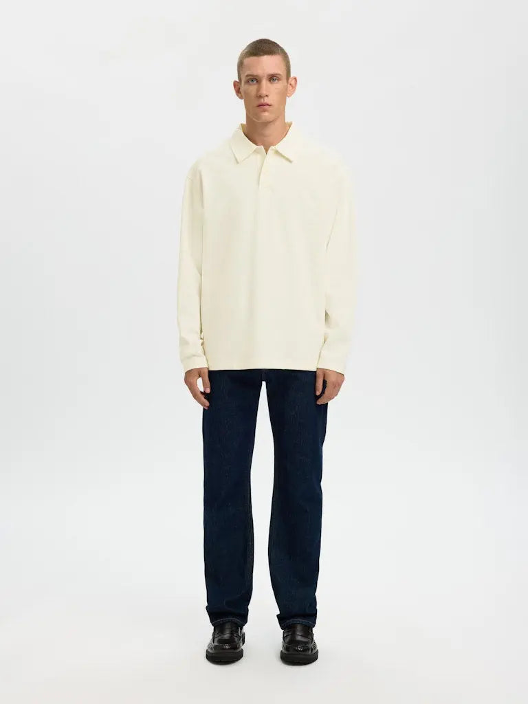 Aiden LS Polo - Egret Selected Homme