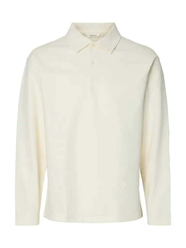 Aiden LS Polo - Egret Selected Homme