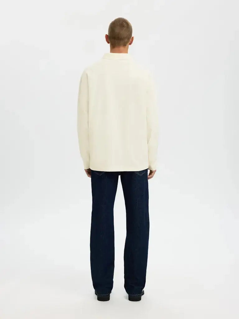 Aiden LS Polo - Egret Selected Homme