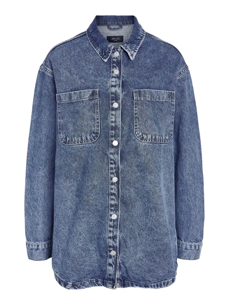 Alva Denimskjorte Lang - Medium Blue Denim Noisy May