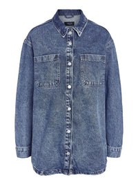 Alva Denimskjorte Lang - Medium Blue Denim Noisy May