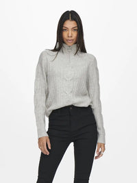 Andrea Half Zip Genser - Super Light Grey Melange JDY