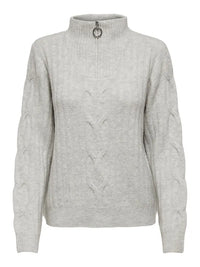 Andrea Half Zip Genser - Super Light Grey Melange JDY