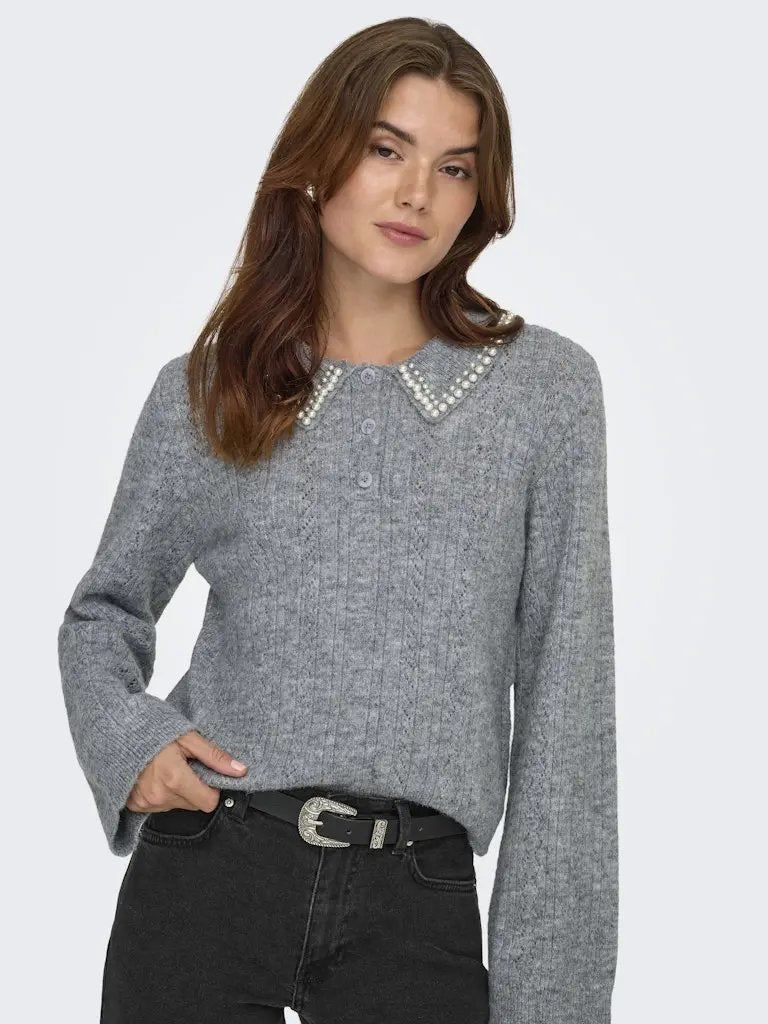 April Pologenser Pearls - Medium Grey Melange JDY