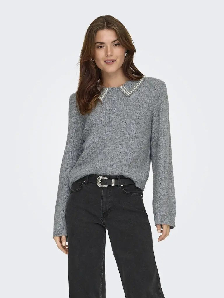 April Pologenser Pearls - Medium Grey Melange JDY