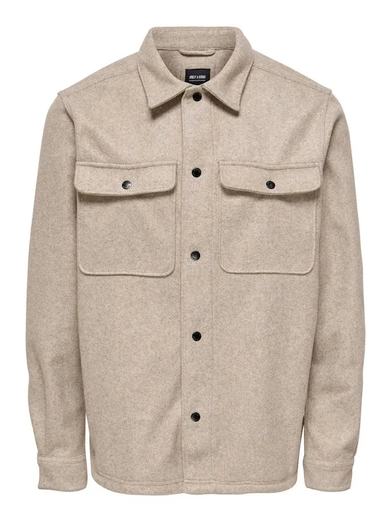 Ash Overshirt Woolen Look - Chinchilla Only & Sons