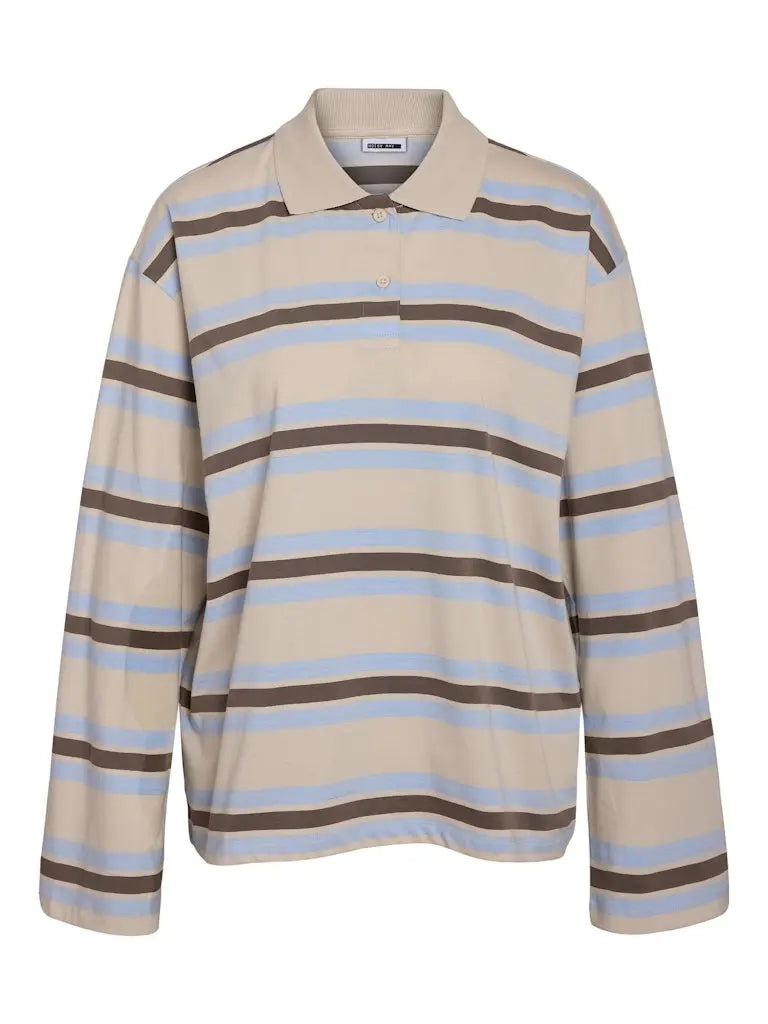Aura Polo LS - Birch Stripes Noisy May
