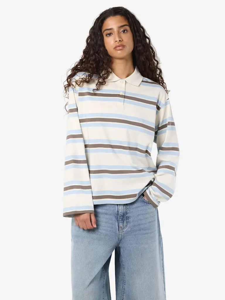 Aura Polo LS - Birch Stripes Noisy May