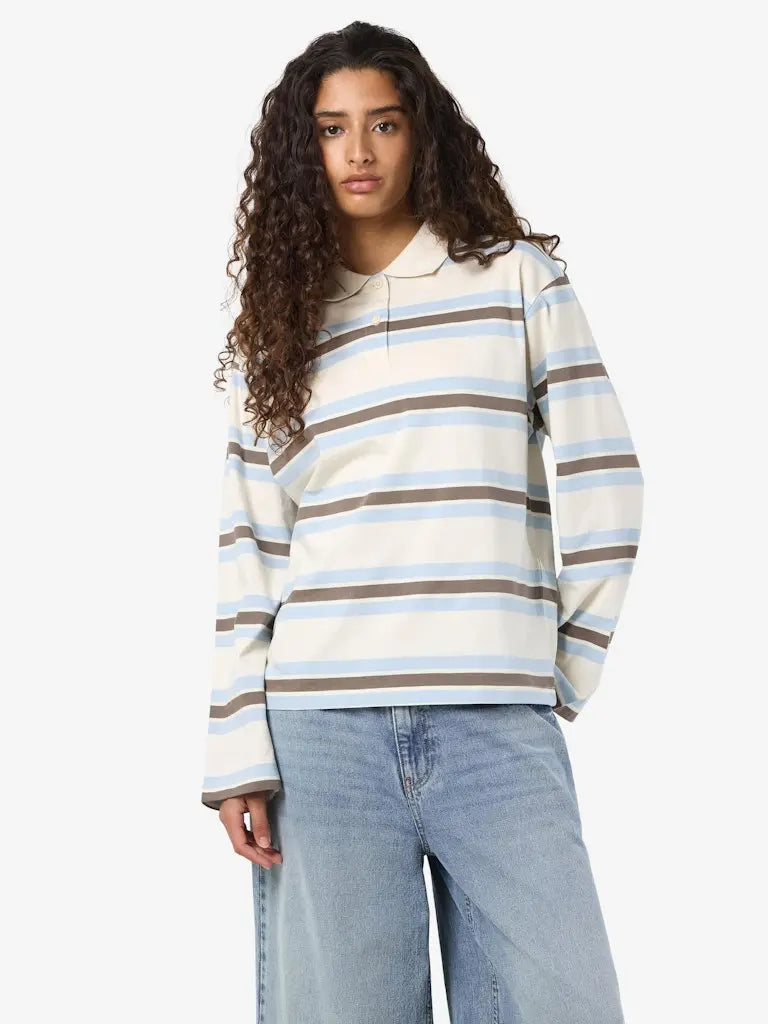 Aura Polo LS - Birch Stripes Noisy May