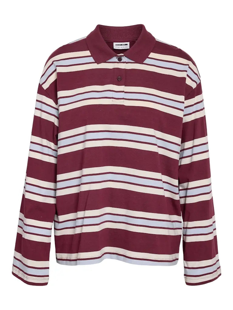 Aura Polo LS - Windsor Wine Stripes Noisy May