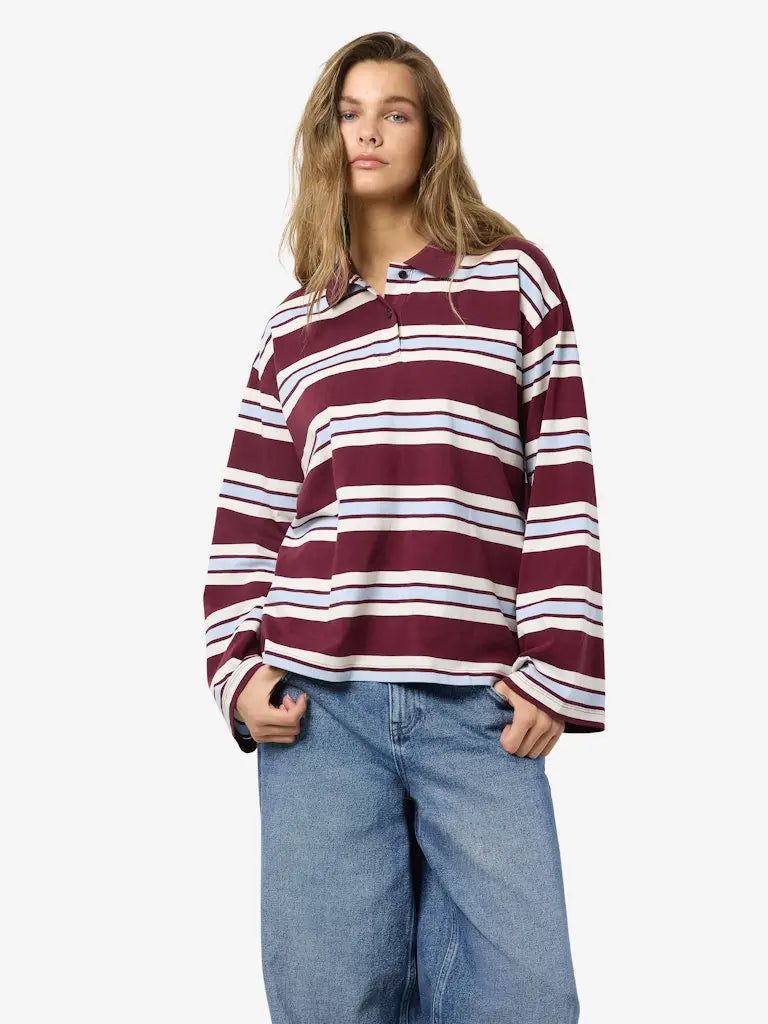 Aura Polo LS - Windsor Wine Stripes Noisy May