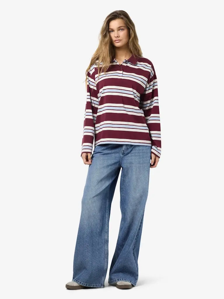 Aura Polo LS - Windsor Wine Stripes Noisy May