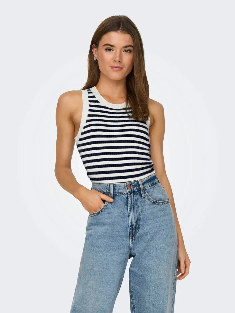 Aya Tank Top Knit - Cloud Dancer Stripe JDY