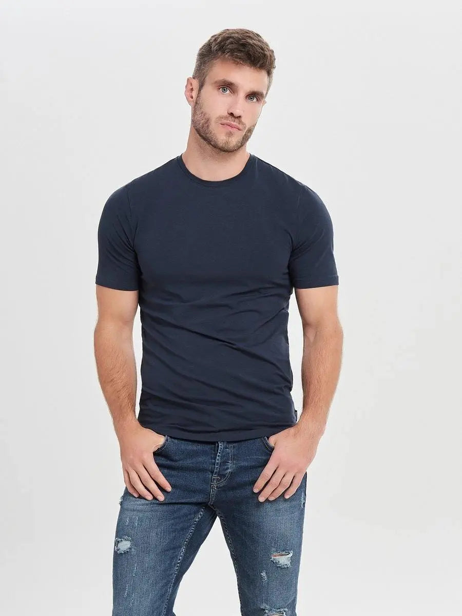 Basic Stretch T-Skjorte Rund hals - Dark Navy Only & Sons