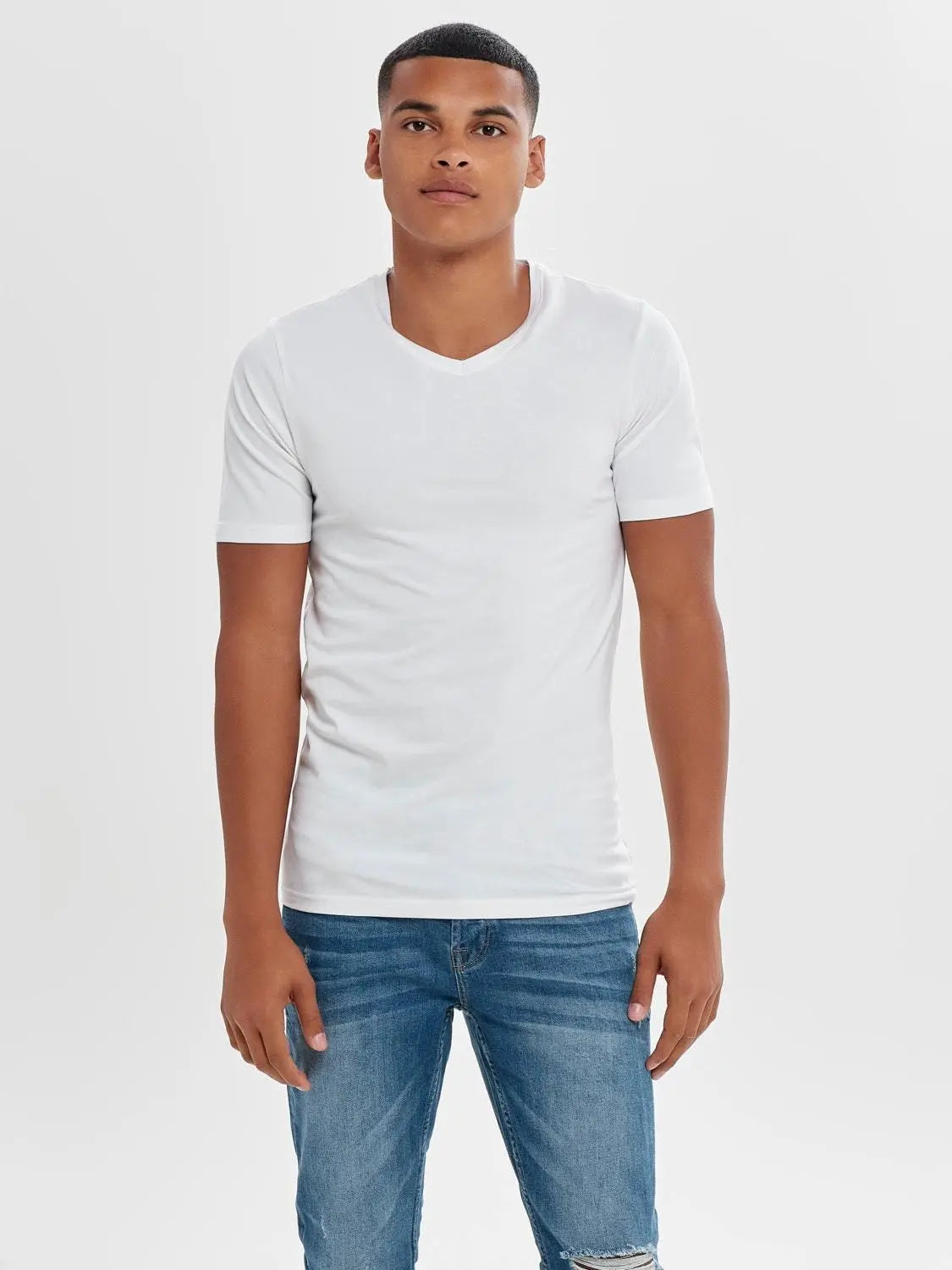 Basic Stretch T-Skjorte V hals - White Only & Sons