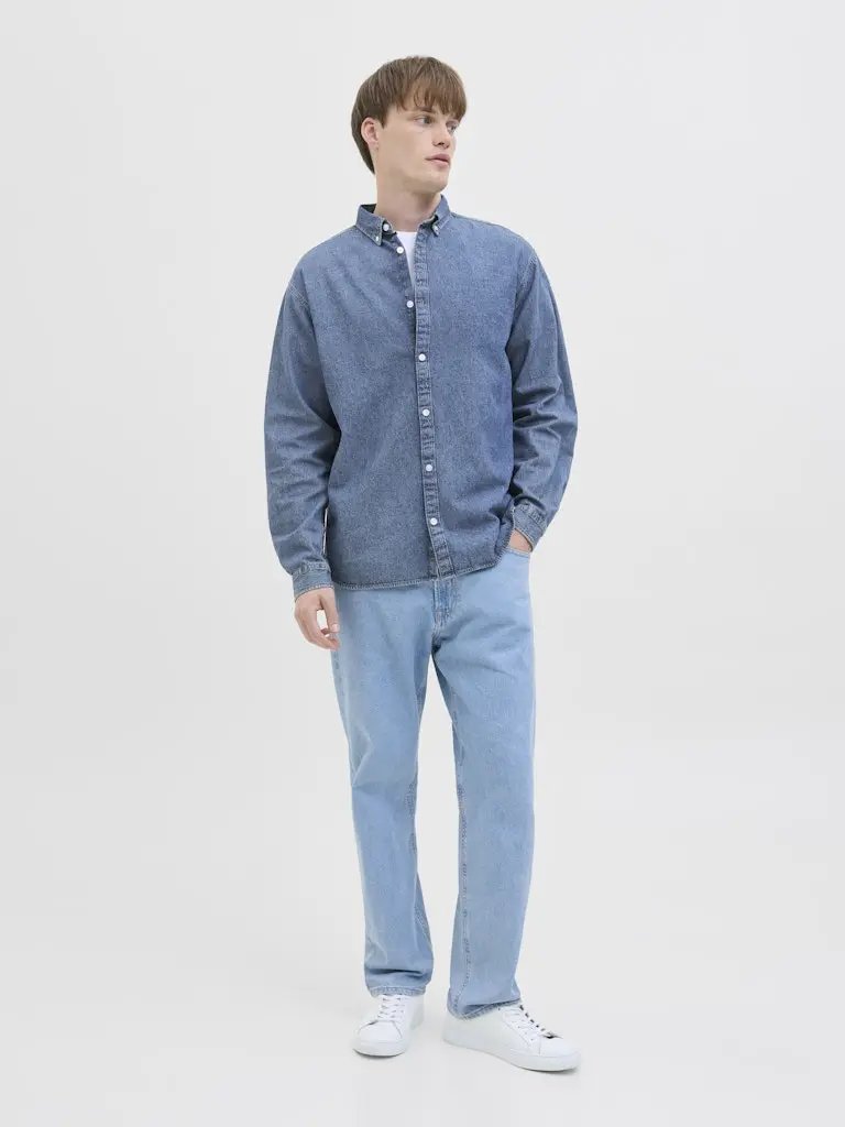 Bavan Denim Skjorte - Medium Blue Denim JJ Rebel