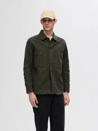 Bent Moleskin Overshirt - Forest Night Selected Homme