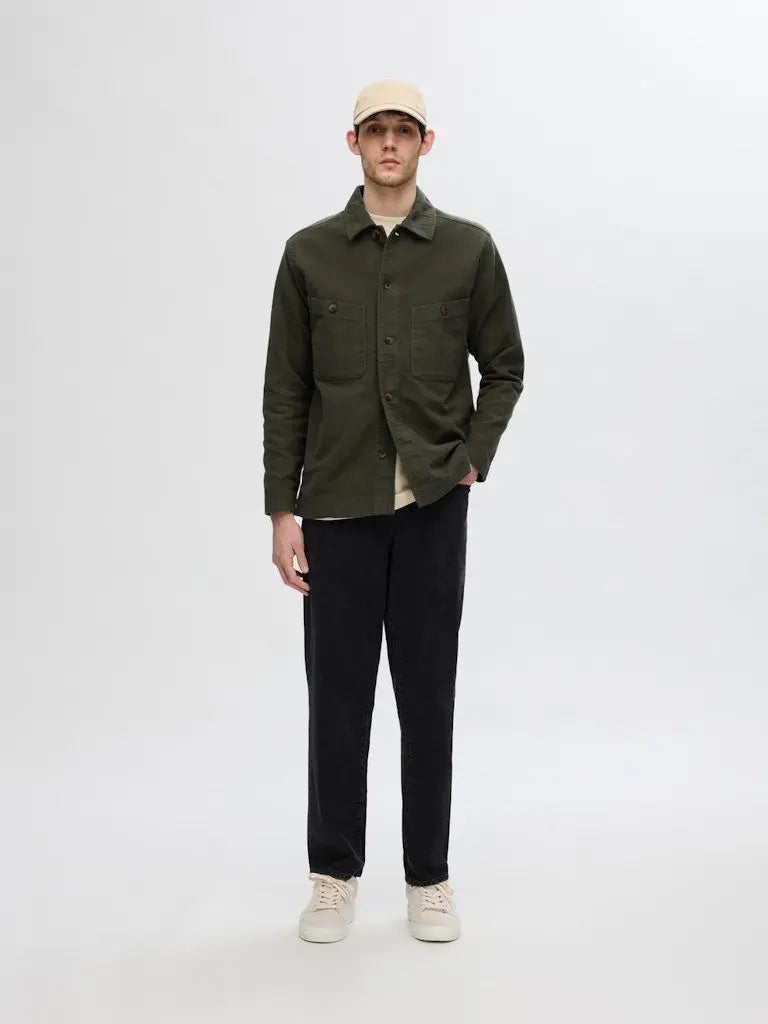 Bent Moleskin Overshirt - Forest Night Selected Homme
