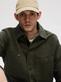 Bent Moleskin Overshirt - Forest Night Selected Homme