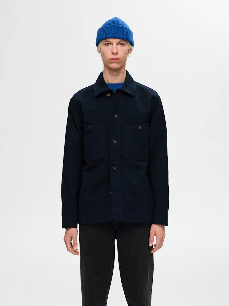 Bent Moleskin Overshirt - Sky Captain Selected Homme